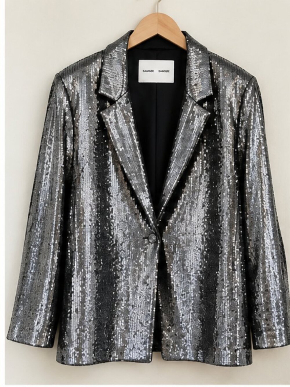 Samsøe Samsøe Raven Silver Sequin Blazer Size M NWOT